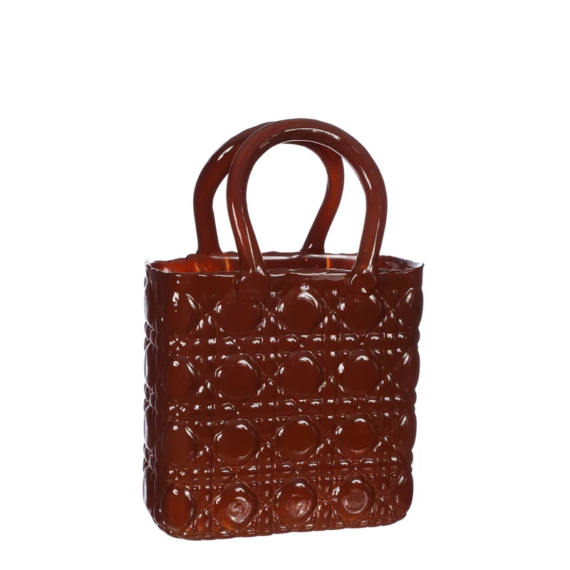 Handtasche Vase Elysee Glasgriff L.14 x B.9,5 x H.22 cm Mahagoni (1 Stk.) [IFS-37236]