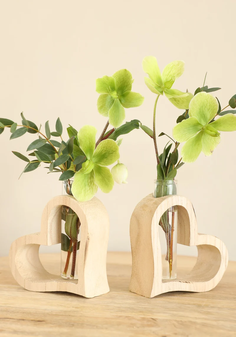 Holzherz mit Reagenzglas 10 x 5 h.11 cm (6 Stk.) [IFS-29638]