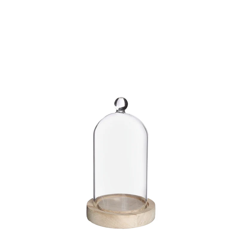 Glashaube mit Glasknopf mit Holzsockel Ø10 h.17 cm (1 Stk.) [IFS-29318]