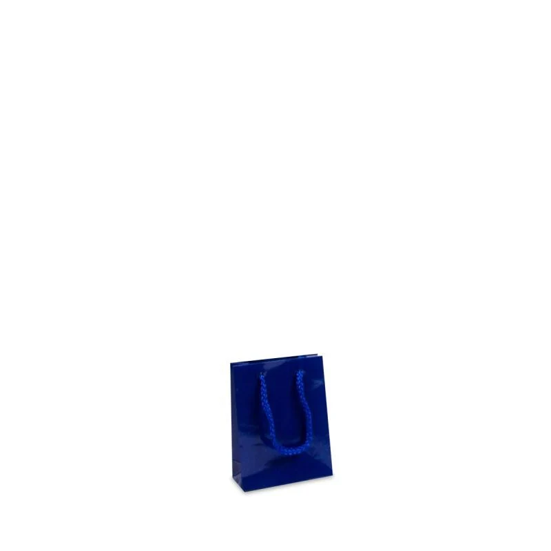 Luxuriöse Papiertaschen Glänzend 10+4,5x13 cm Dunkelblau (250 Stück) [FP-DPK034]