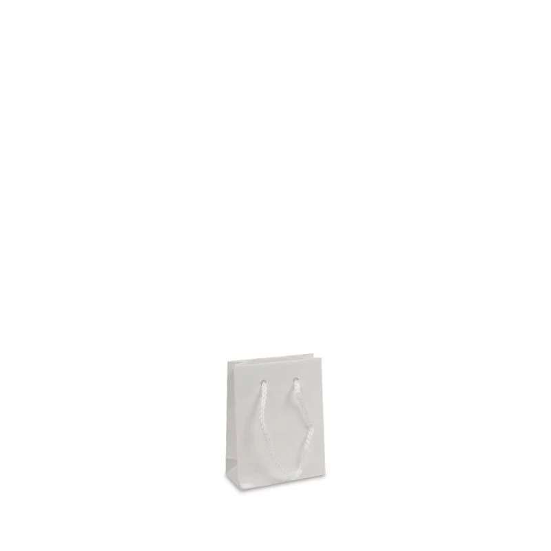 Luxuriöse Papiertaschen Glänzend 10+4,5x13 cm Weiß (250 Stück) [FP-DPK033]