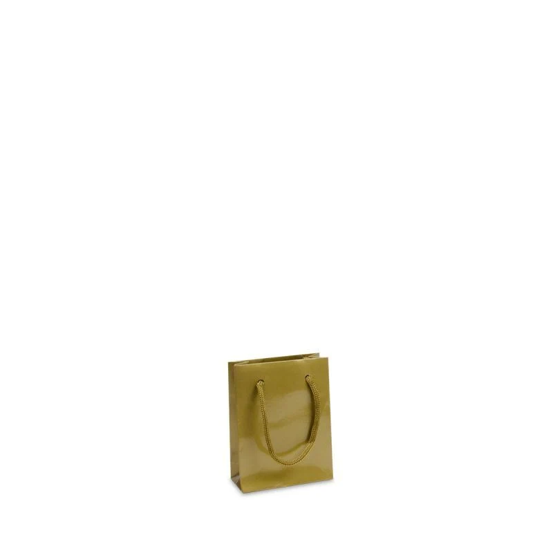 Luxuriöse Papiertaschen Glänzend 10+4,5x13 cm Gold (250 Stück) [FP-DPK032]