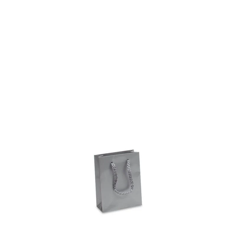 Luxuriöse Papiertaschen Glänzend 10+4,5x13 cm Silber (250 Stück) [FP-DPK031]