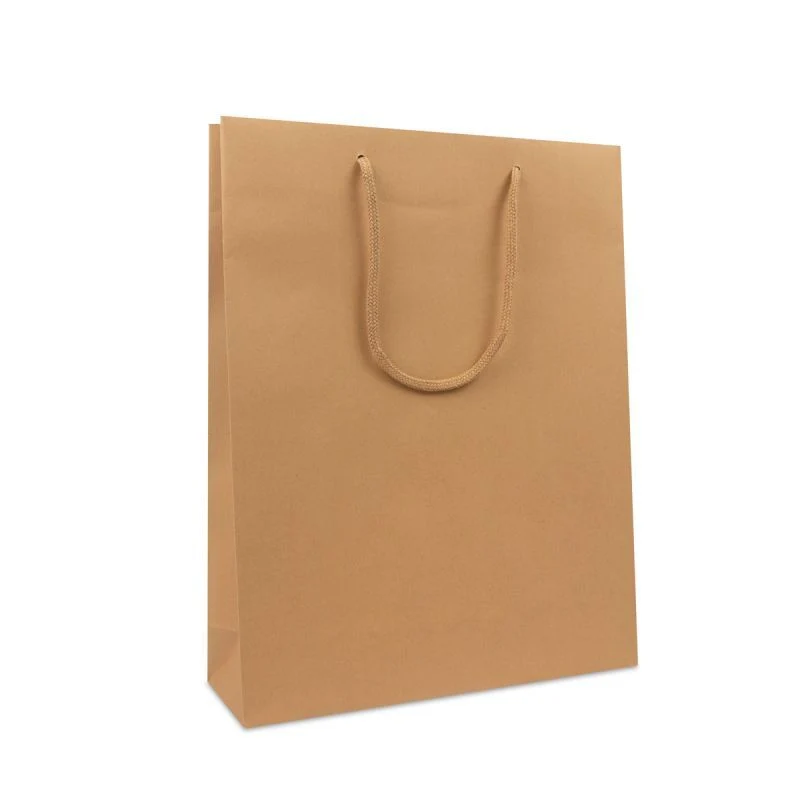 Luxuriöse Papiertaschen Kraftpapier 31+10x40 cm Braun (100 Stück) [FP-DPK118]
