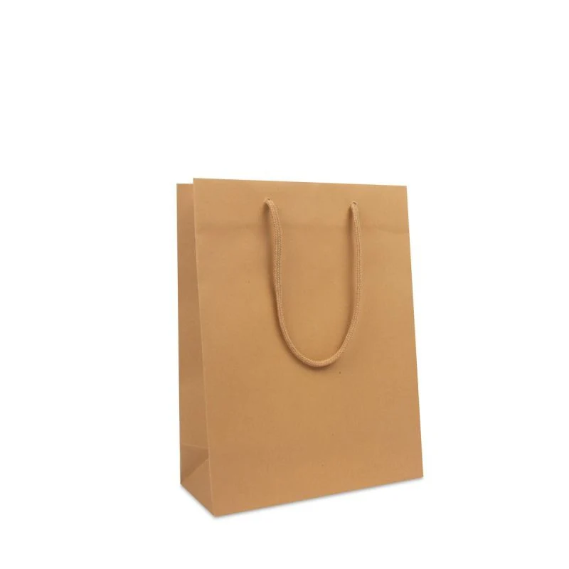 Luxuriöse Papiertaschen Kraftpapier 25+11x33 cm Braun (100 Stück) [FP-DPK117]