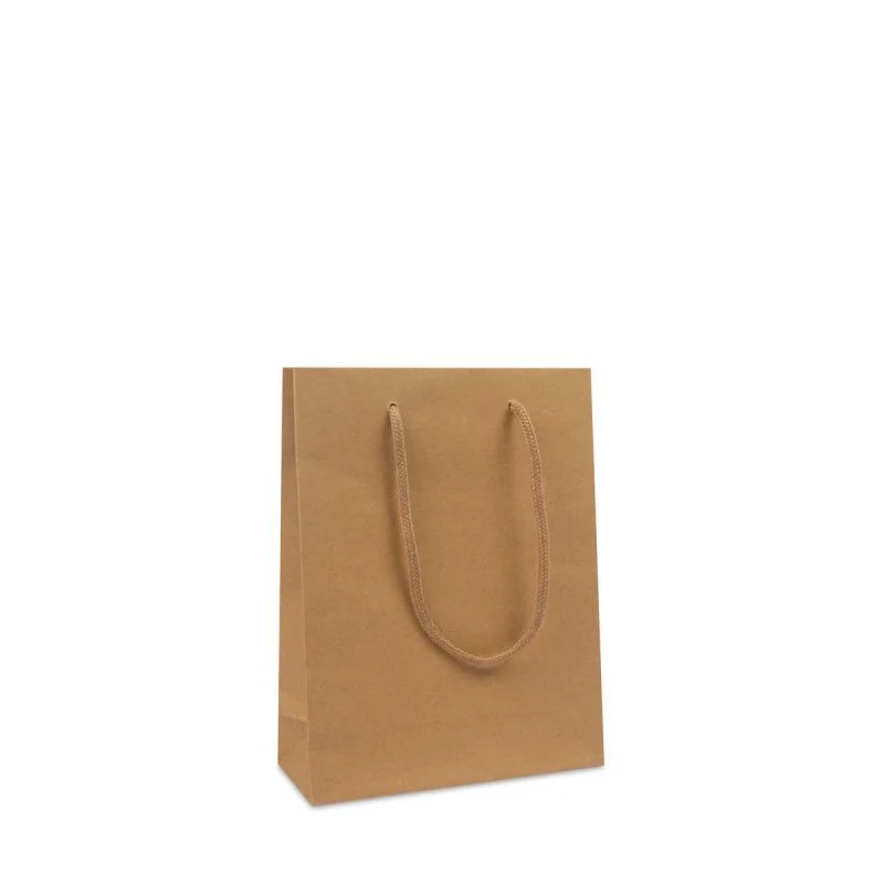 Luxuriöse Papiertaschen Kraftpapier 20+8x26 cm Braun (100 Stück) [FP-DPK116]