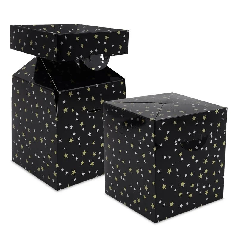 Weihnachts-Pop-up-Boxen - Stars 15x15x16 cm Schwarz (50 Stück) [FP-KDS001]