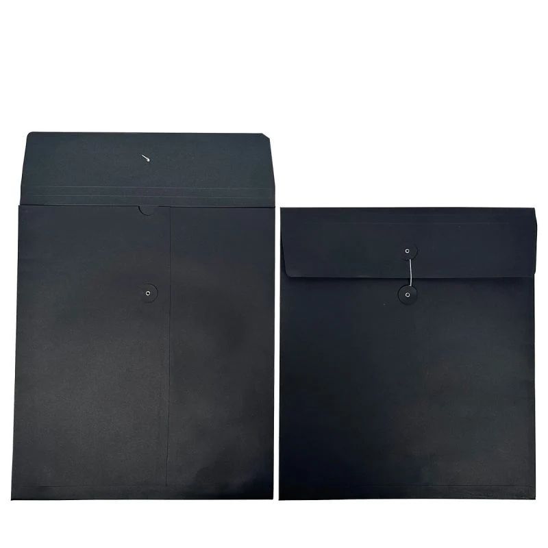 Papier-Rechnungshüllen mit japanischem Verschluss 35x40+2x1,25 cm Schwarz (100 Stück) [FP-JGB012]