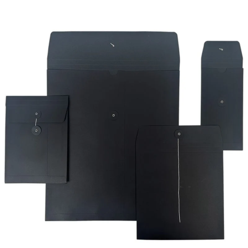 Papier-Rechnungshüllen mit japanischem Verschluss 23x23+2x1,25 cm Schwarz (100 Stück) [FP-JGB011]