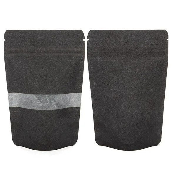 Standbodenbeutel Reispapier Schwarz 10.2x6x15.2cm | 57 Gramm mit Fenster (100 Stück) [ZBGR2B]