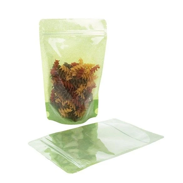 Standbodenbeutel Reispapier Transparent/Grün 14.9x8.9x23.2cm | 310 Gramm (100 Stück) [ZBGR7GRC]