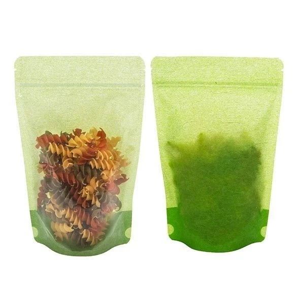 Standbodenbeutel Reispapier Transparent/Grün 14.9x8.9x23.2cm | 310 Gramm (100 Stück) [ZBGR7GRC]