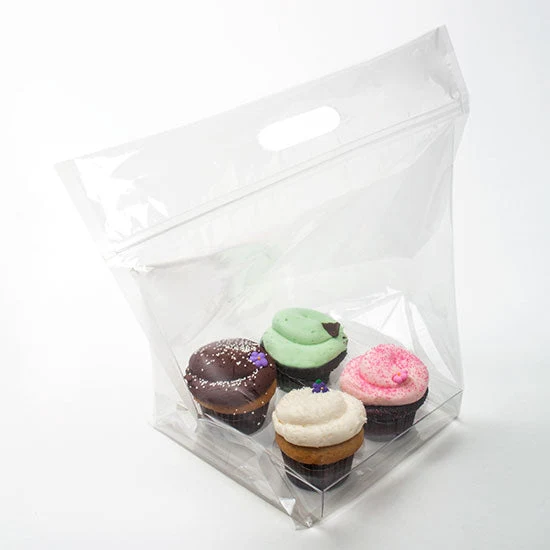 Cupcake Tragetaschen mit Verschluss für 2 Stück (+ Einsatz) 10,2x7,8x15,2cm (100 Stück) [CZHB3]