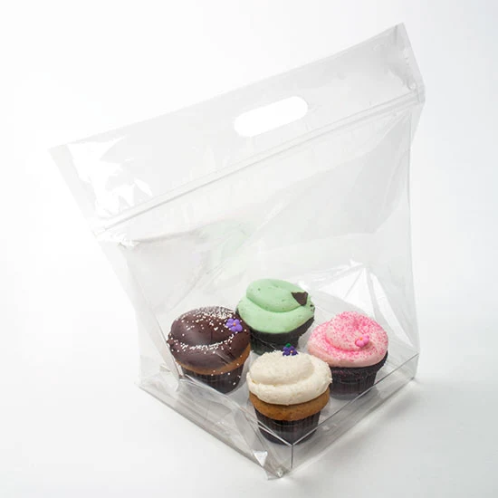 Cupcake Tragetaschen mit Verschluss für 2 Stück (+ Einsatz) 10,2x7,8x15,2cm (100 Stück) [CZHB3]