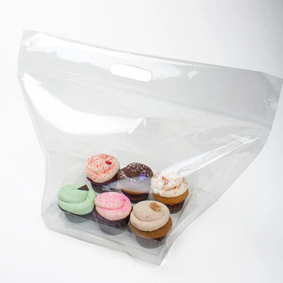 Cupcake Tragetaschen mit Verschluss für 6 Stück (+ Einsatz) (100 Stück) [CZHB1]