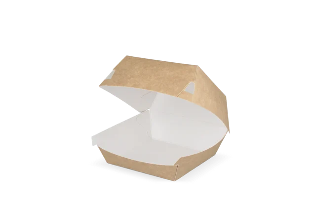 Hamburgerbox 9x7x9 cm kraft/weiß (400 Stück) [TK-9988134]