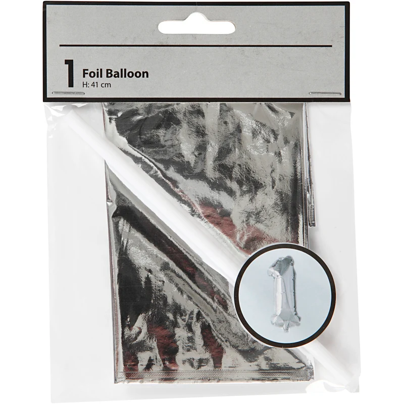 Folienballon - 9, Silber, 1, H: 41 cm, 1 Stck. [HOB59185]