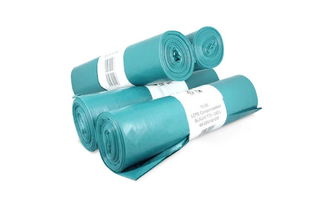 Müllsäcke 240 liter 65/25x140cm 10 Rolls mit 10 Beuteln blau (100 Beutel) [TK-9988015]