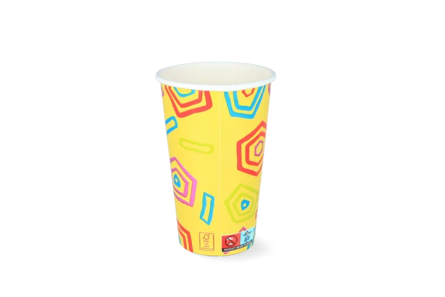 Milchshake-Becher Karton mittel 450ml Ø9 cm 16oz Yellow FSC®Mix (500 Stück) [TK-9987534]