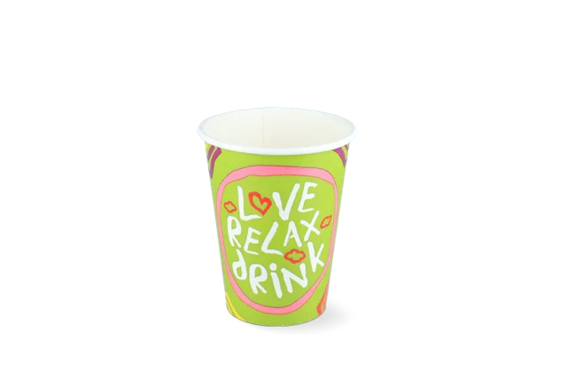 Milchshake-Becher Karton klein 360ml Ø9 cm 12oz grün FSC®Mix (500 Stück) [TK-9987533]
