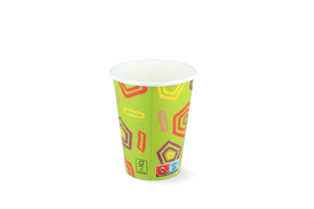 Milchshake-Becher Karton klein 360ml Ø9 cm 12oz grün FSC®Mix (500 Stück) [TK-9987533]