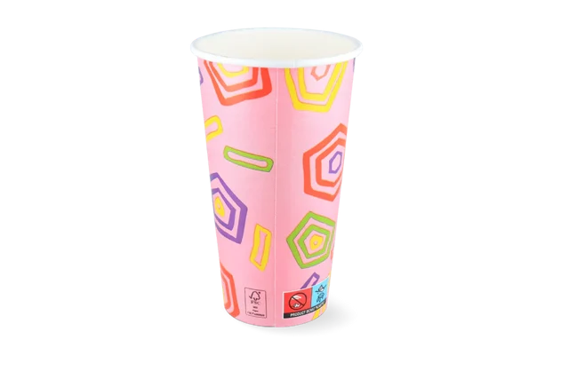 Milchshake-Becher Karton Groß 560ml Ø9 cm 20oz rosaFSC® (500 Stück) [TK-9987535]