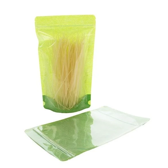 Standbodenbeutel Reispapier Transparent/Grün 17x9x28.5cm | 340 Gramm (100 Stück) [ZBGR4GRC]