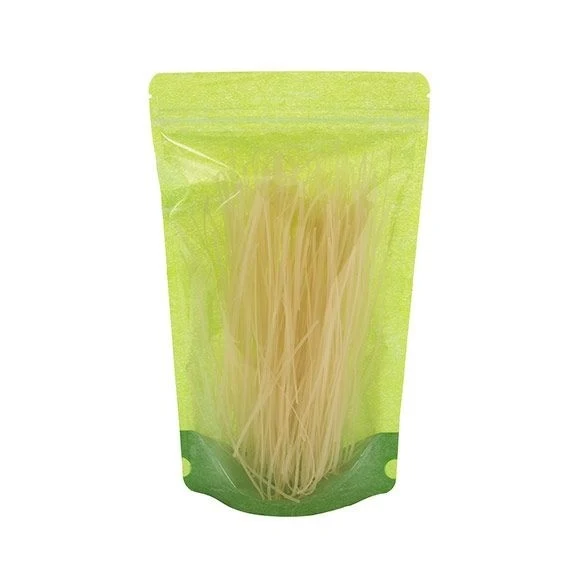 Standbodenbeutel Reispapier Transparent/Grün 17x9x28.5cm | 340 Gramm (100 Stück) [ZBGR4GRC]