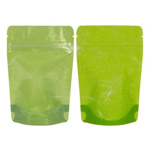 Standbodenbeutel Reispapier Transparent/Grün 10.2x6x15.2cm | 57 Gramm (100 Stück) [ZBGR2GRC]