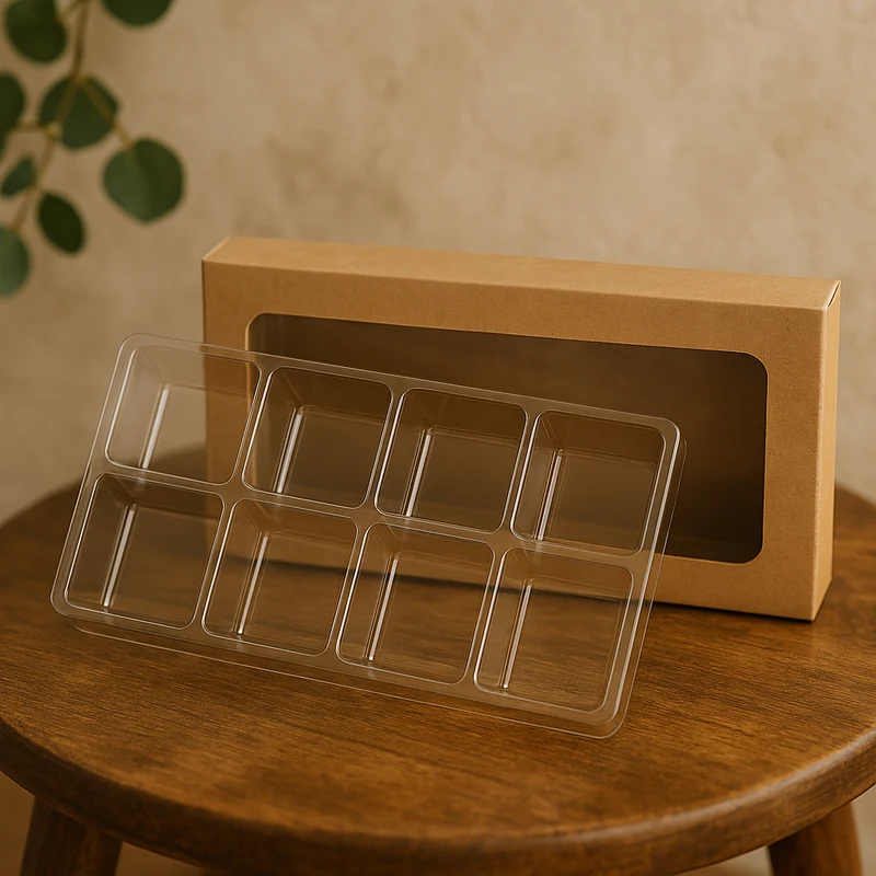 Schachteln für handgemachte Süßigkeiten für 8 Stück 7x2.1x13.8cm Kraft (25 Stück) [CNDY273]