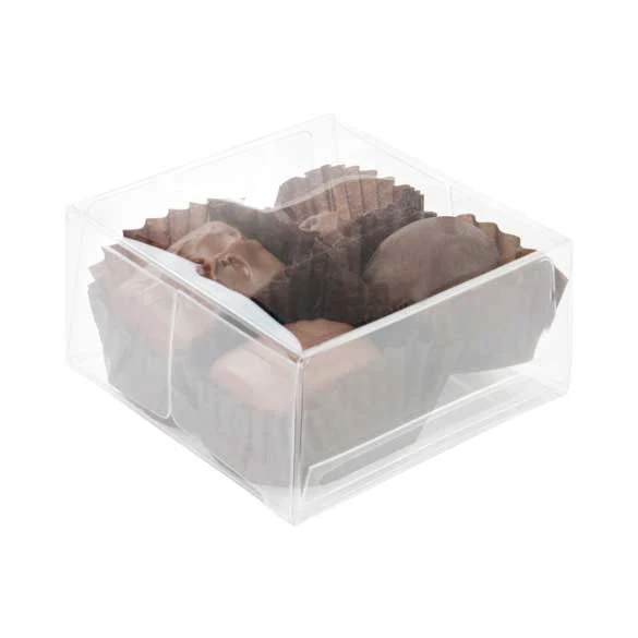 Schokoladenschachteln mit Einsatz 7x3.7x7cm Transparent (100 Stück) [CNDY227]