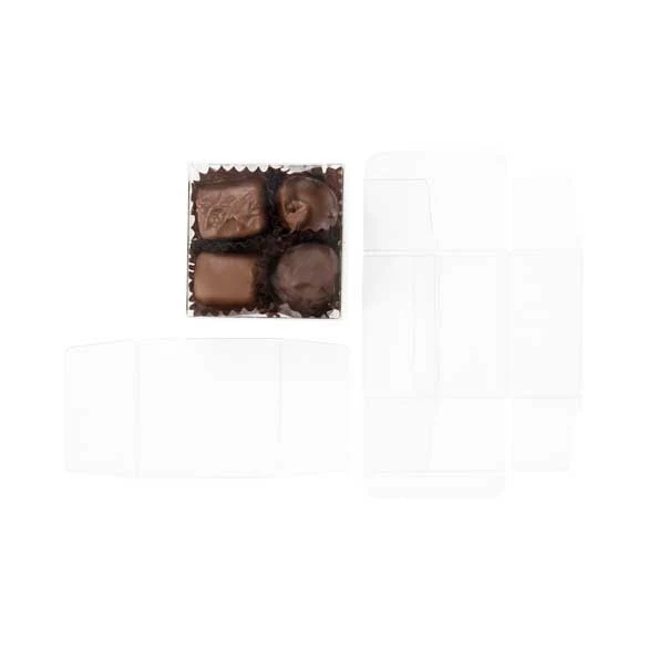 Schokoladenschachteln mit Einsatz 7x3.7x7cm Transparent (100 Stück) [CNDY227]