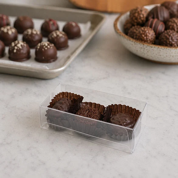 Plastic Gift Boxes for "chocolate" Truffels 5.4x3.5x10.8cm with Insert (100 pieces) [CNDY195]
