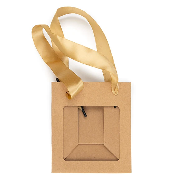 Geschenkbeutel Kraft mit Sichtfenster 10,2x7x11,4 cm (10 Stück) [GMBW1K]