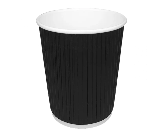 Kaffeetasse 230cc 8oz Ø8 cm Ripple Schwarz (500 Stück) [TK-9987545]