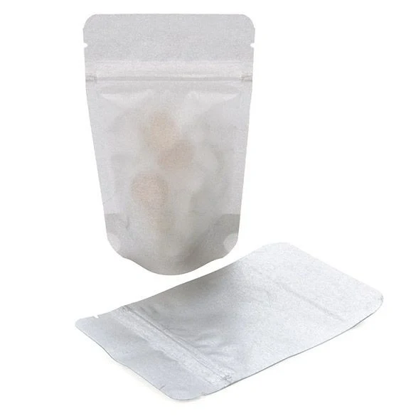 Standbodenbeutel Reispapier Silber 8x5x13cm | 28 Gramm (100 Stück) [ZBGR1SS]