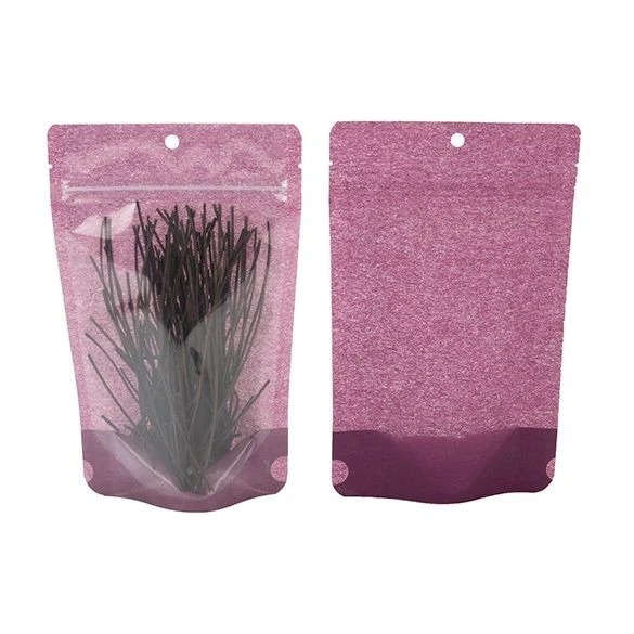 Standbodenbeutel Reispapier Transparent/Lila 13x7.9x20.6cm | 110 Gramm (100 Stück) [ZBGR3HP]