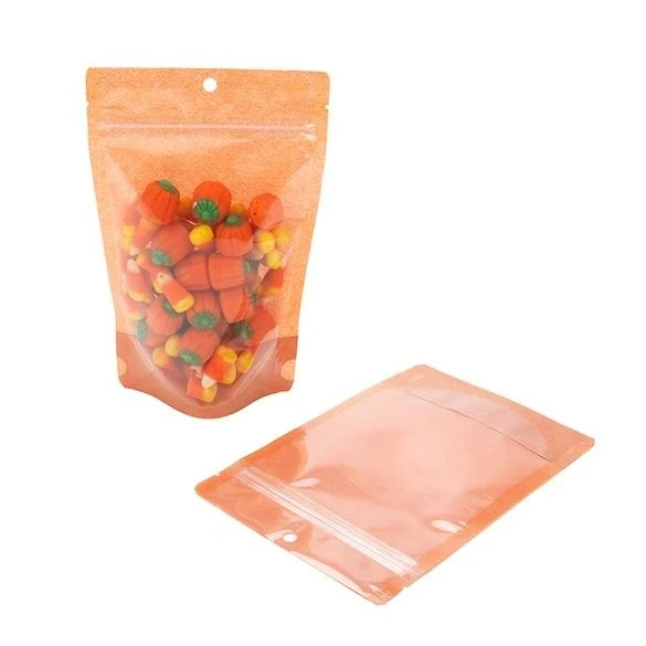 Standbodenbeutel Reispapier Transparent/Orange 13x7.9x20.6cm | 110 Gramm (100 Stück) [ZBGR3HO]