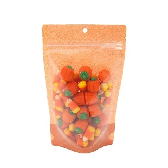 Standbodenbeutel Reispapier Transparent/Orange 13x7.9x20.6cm | 110 Gramm (100 Stück) [ZBGR3HO]