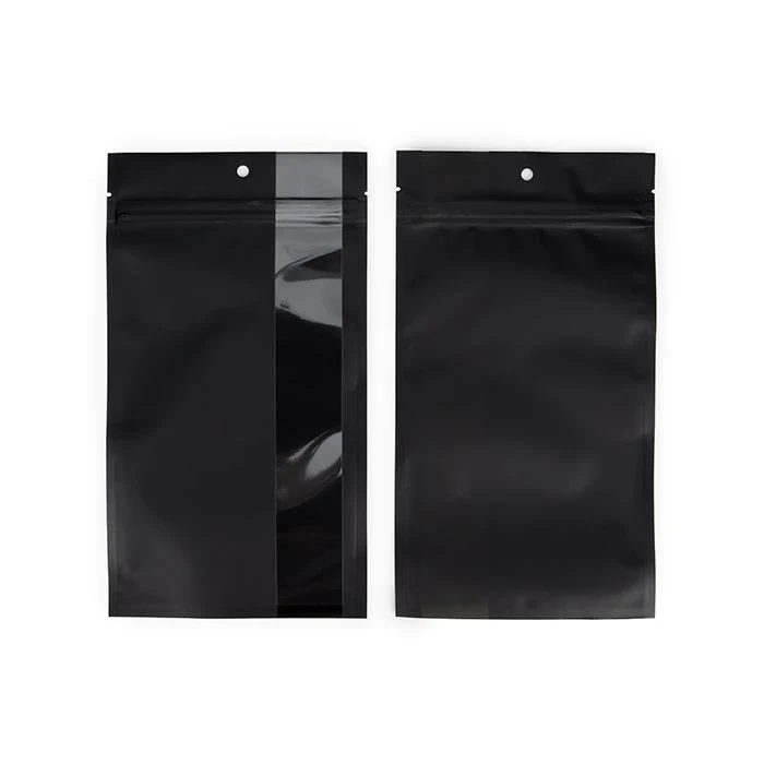Druckverschlussbeutel Schwarz mit vertikalem Fenster 12,7x20,8 cm (100 Stück) [HZBV6MB]