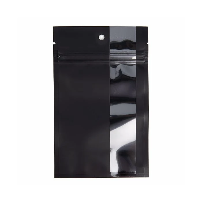 Druckverschlussbeutel Schwarz mit vertikalem Fenster 9,2x12,7 cm (100 Stück) [HZBV4MB]