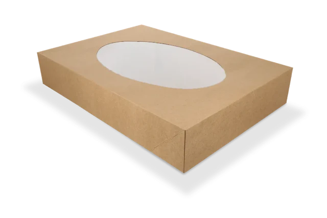 Catering-Boxen kraft 46x32x8cm mit Fenster (50 Stück) [TK-9987699]