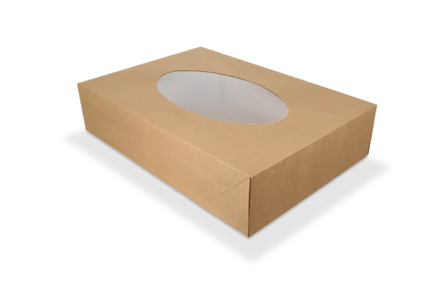 Catering-Boxen kraft 36x25x8cm mit Fenster (50 Stück) [TK-9987698]