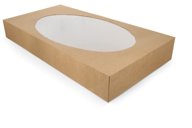 Catering-Boxen kraft 56x32x8cm mit Fenster (50 Stück) [TK-9987700]