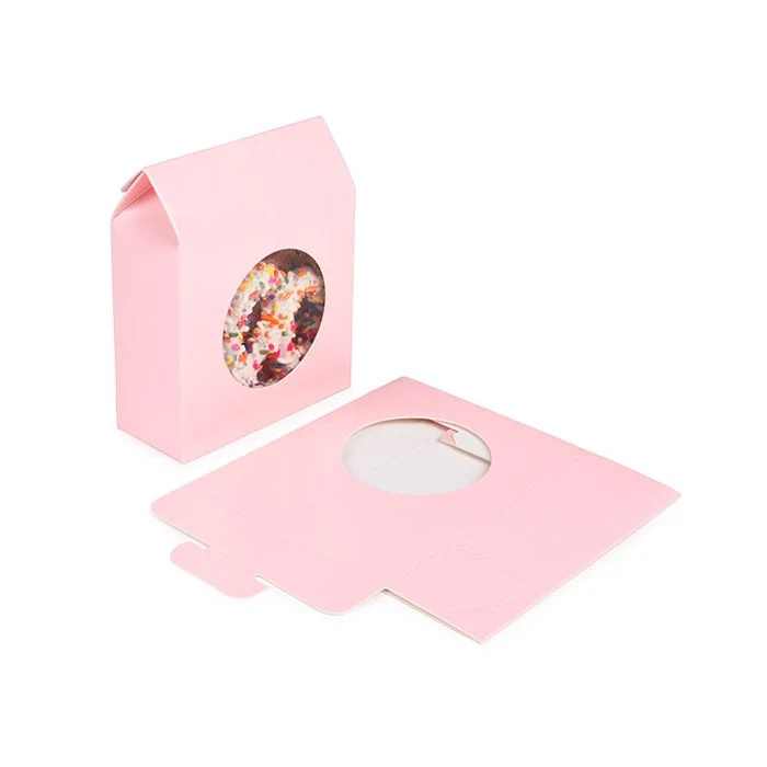 Pappschachteln Rosa mit rundem Fenster 10,5x4,4x13,3 cm (25 Stück) [FS347]
