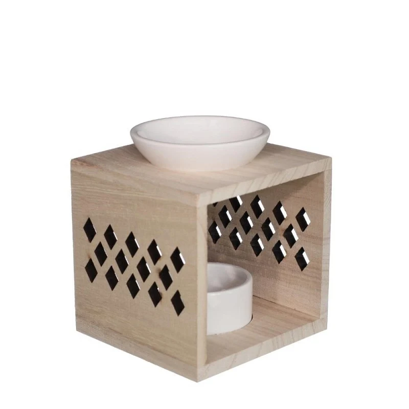 Aromawürfel-Halter aus Holz Weißes Motiv (1 Stück) [IFS-36004]