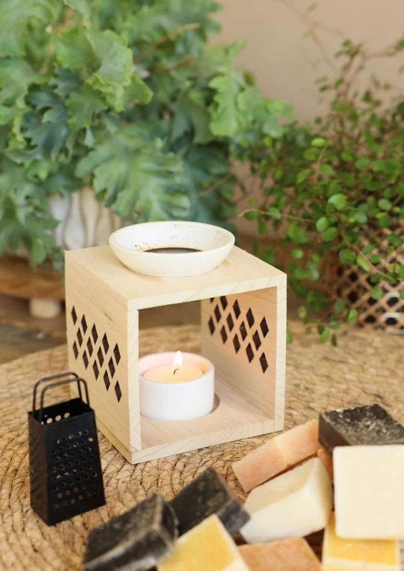 Aromawürfel-Halter aus Holz Weißes Motiv (1 Stück) [IFS-36004]