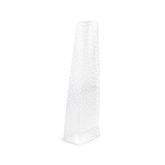 Blockbodenbeutel mit Bodenblatt Gefrostet Polka Dots 7x5.1x25.4 cm (100 Stück) [FFGPB17D]