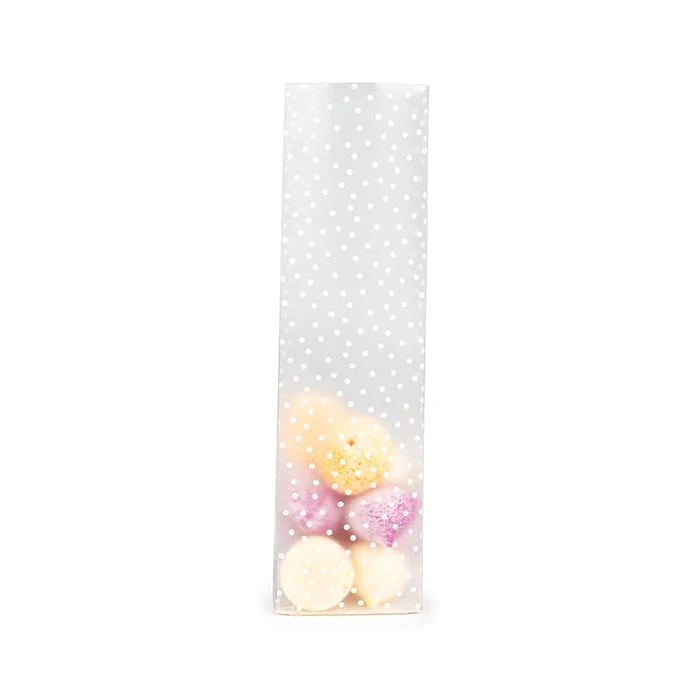 Blockbodenbeutel mit Bodenblatt Gefrostet Polka Dots 7x5.1x25.4 cm (100 Stück) [FFGPB17D]