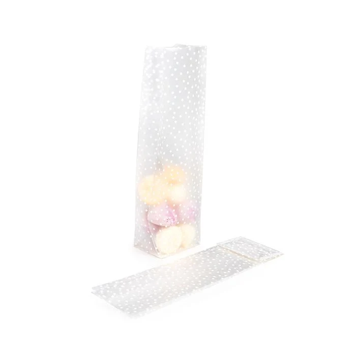 Blockbodenbeutel mit Bodenblatt Gefrostet Polka Dots 7x5.1x25.4 cm (100 Stück) [FFGPB17D]